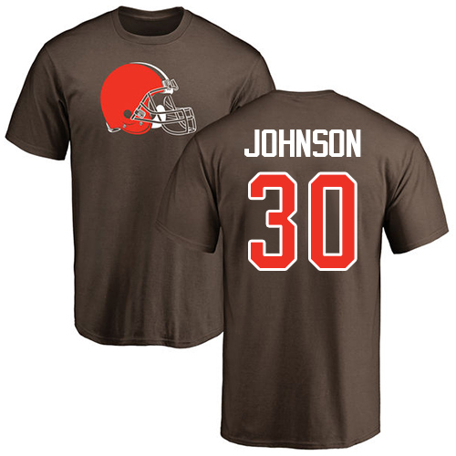 Men Cleveland Browns D Ernest Johnson Brown Jersey #30 NFL Football Name and Number Logo T Shirt